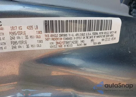 2010 Chrysler Pt Cruiser Classic z USA, uszkodzony, nr VIN 3A4GY5F9XAT142381